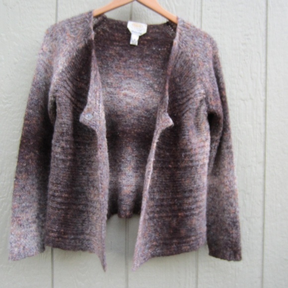 Talbots Cardigan Open Front Womens M Wool Mohair Blend Ombré Knit Italy Made - Picture 2 of 13